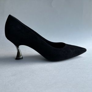 Casadei Black Suede K Blade Heels - Size 37